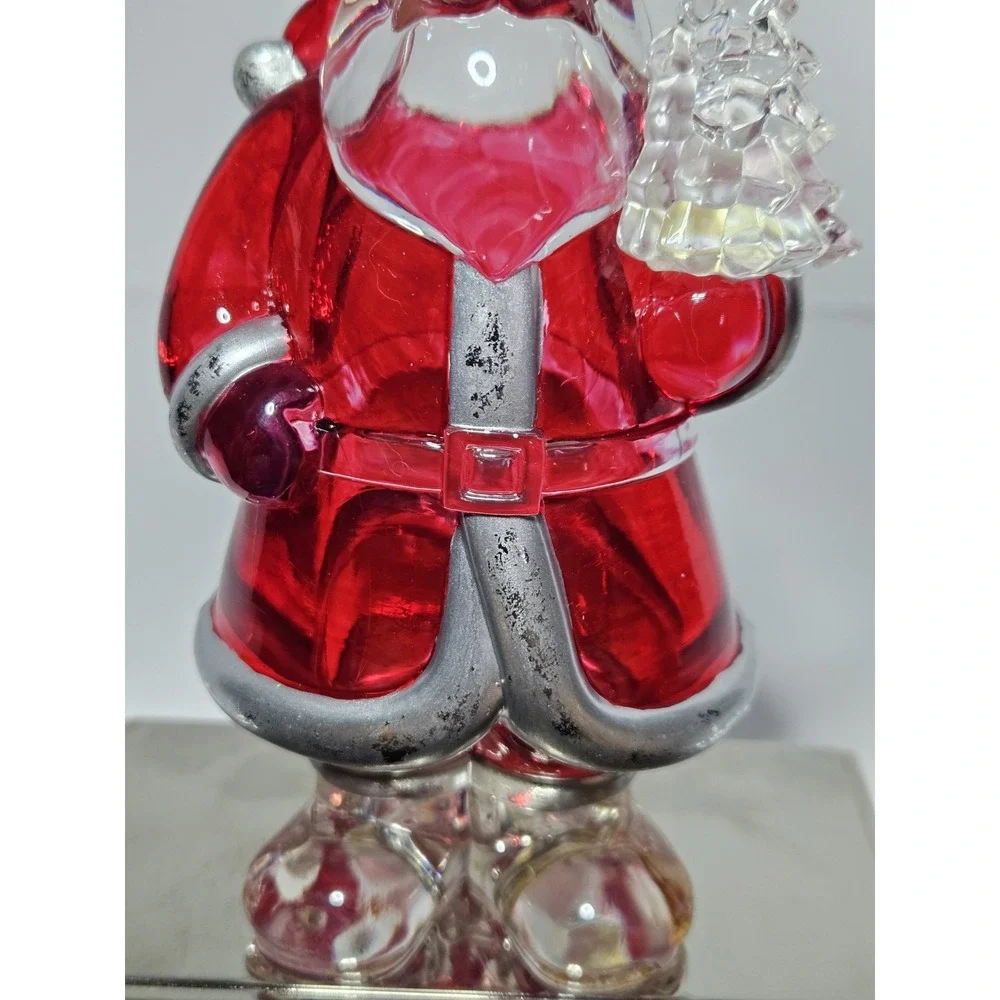 Vintage Macy Holiday Lane Light Up Santa Acrylic Christmas Stocking Holder Hange
